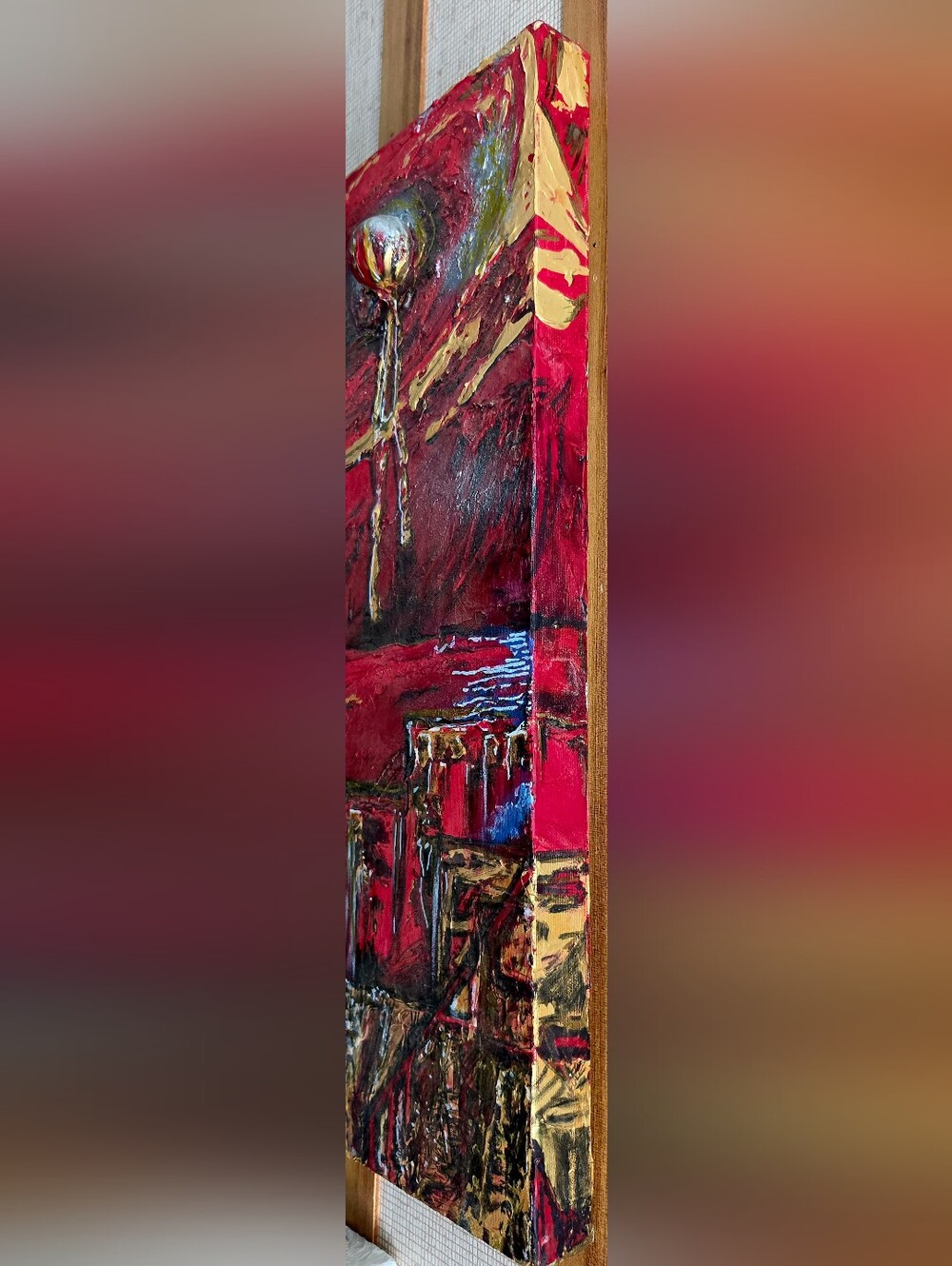 Original Abstract Red and Gold Texture Painting With Changes... - Picture 4 of 7